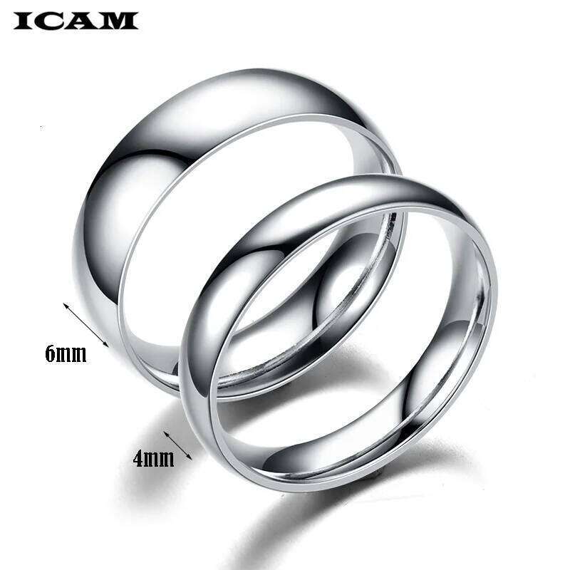 ICAM Fashion jewelry Simple Glossy Mirror Titanium Steel Couple Ring for women men XJ260130
