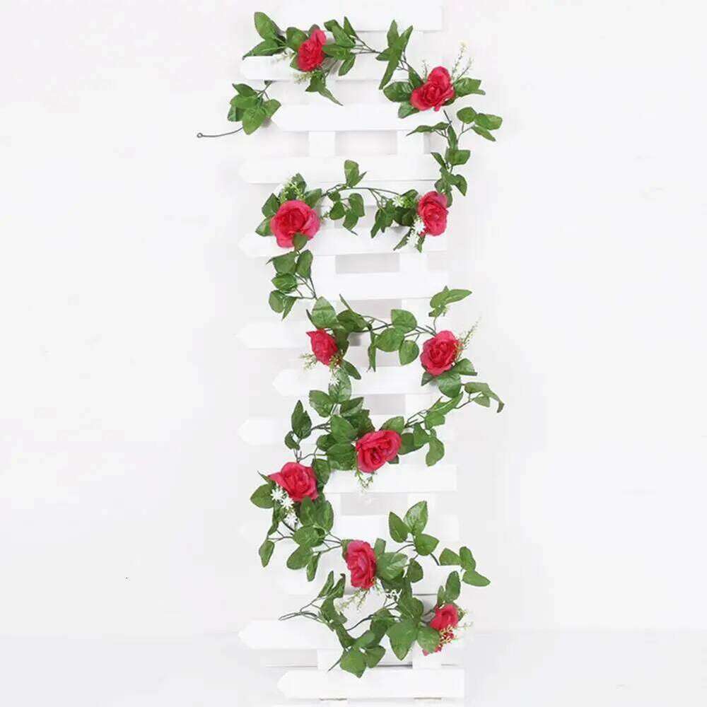 Floral Elegant Artificial Rose Garland Wedding Party Decor Realistic Indoor Outdoor Hanging Fake for Mantle W260130
