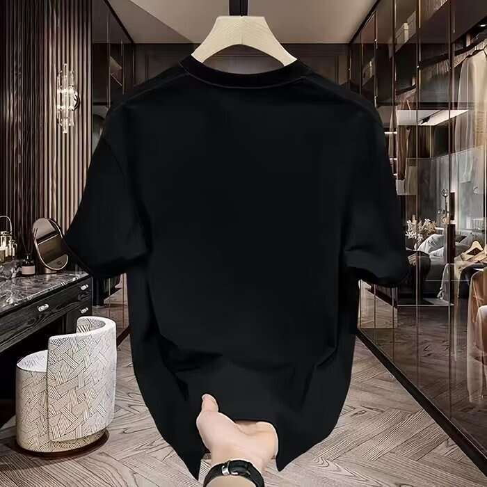 War Horse Short Sleeve T-Shirt Men Summer New Loose Fashion Trend Letter Crew Neck Sports Casual Cotton Top