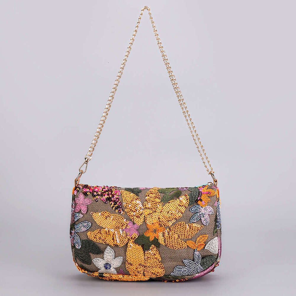 New Sequin Embroidery Floral Chain Shoulder Elegant Spring Summer Fashion Trendy Women's Crossbody Bag handbag
