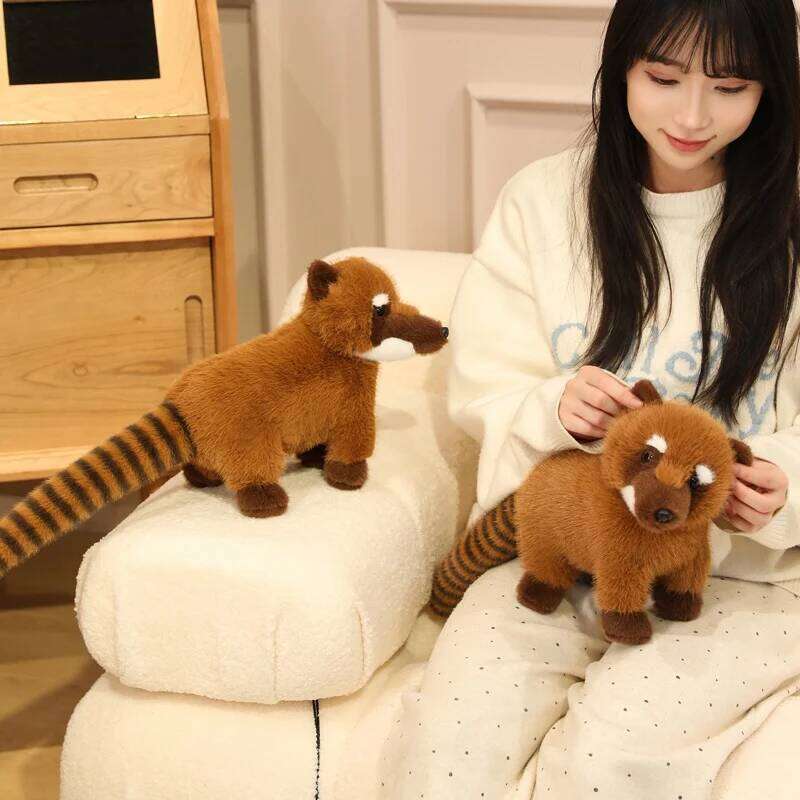 53cm South American Doll Simulated Long Tailed Raccoon Plush Toy Birthday and Christmas Gifts for Kids Y260128