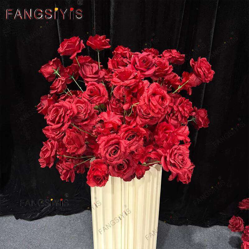 Romantic Artificial Flower Red Rose Wedding Table Centerpiece Ball Event Party Stage Road Lead Floral Window Display W260130
