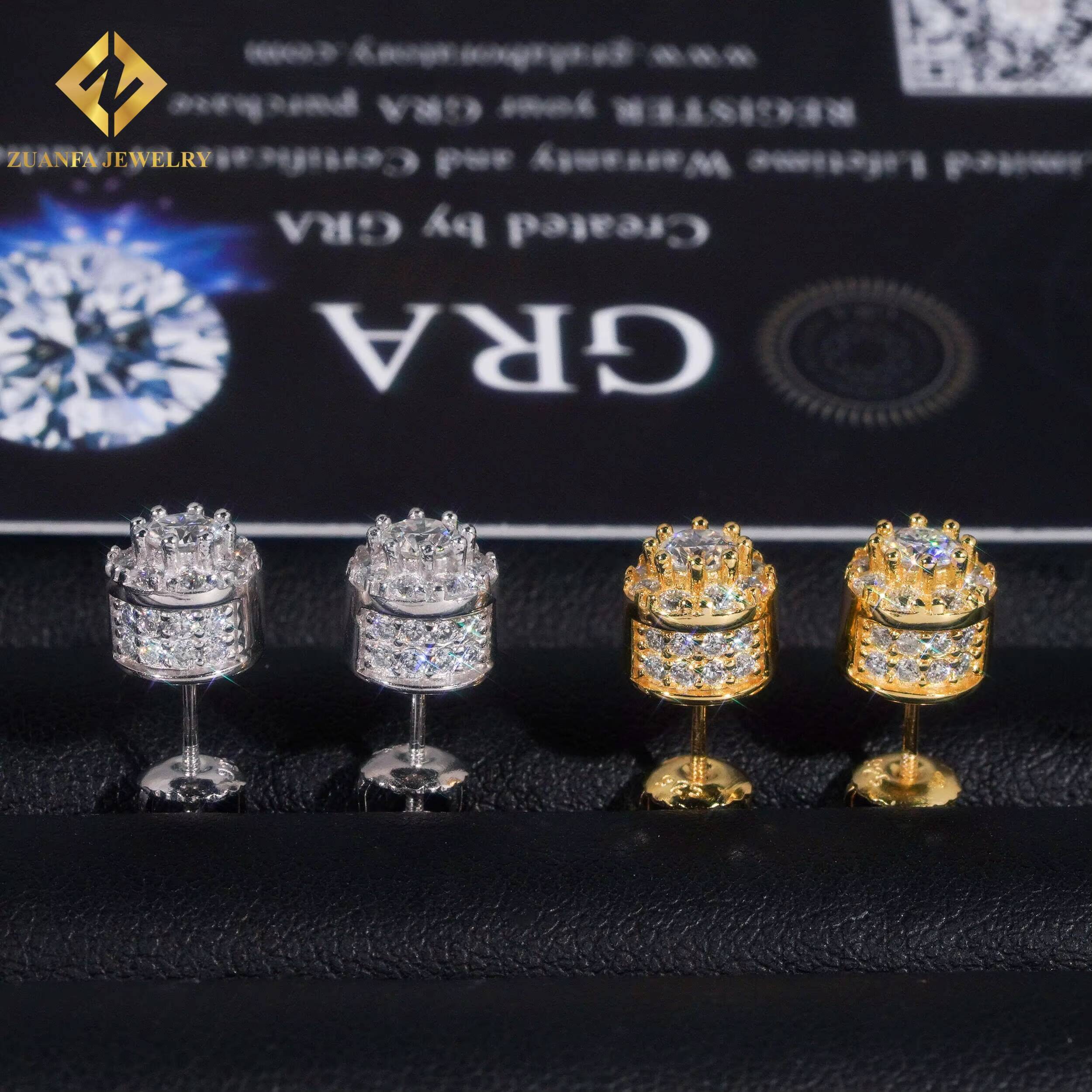 Luxury Ice Out Women Fine Jewelry 925 Sterling Silver VVS Moissanite 75mm Hip Hop Round Shape Earring Jewelry Unisex