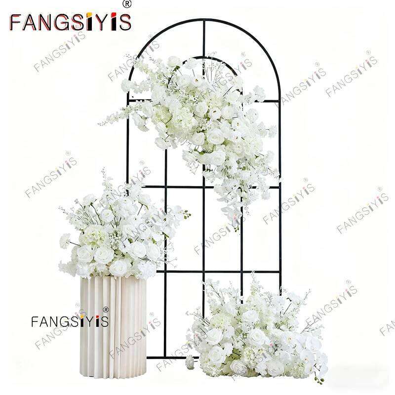 White Rose Hyacinth Baby breath Orchid Wedding Backdrop Arch Decor Hanging Flower Row Event Aisle Floor Floral Arrangement Props W260130