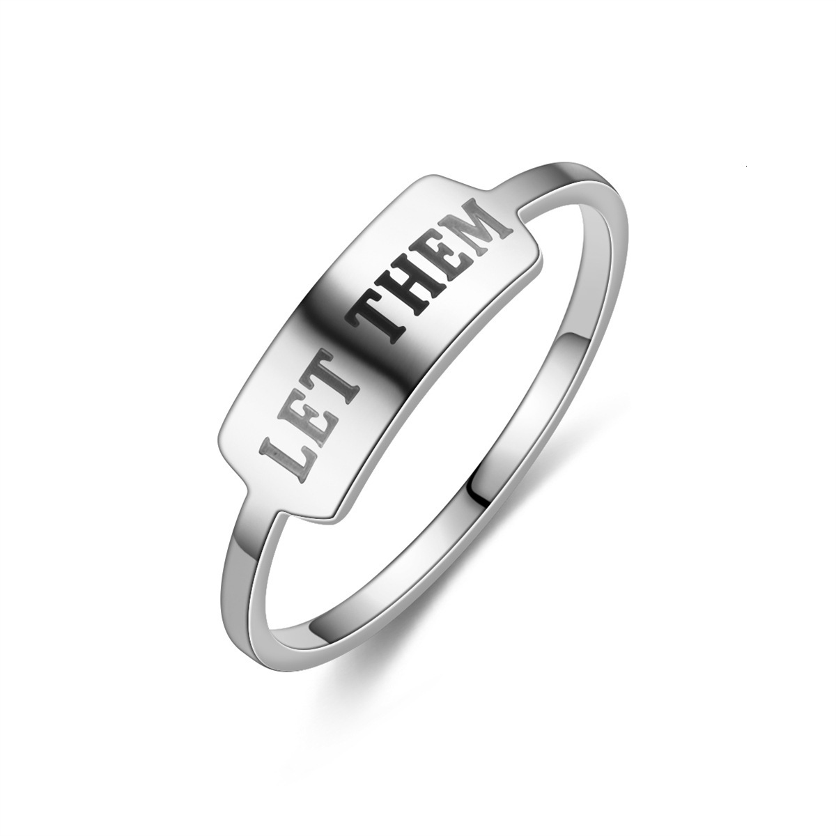 New Korean Style Simple Titanium Steel Cut LET THEM Ring Jewelry Wholesale Exclusive