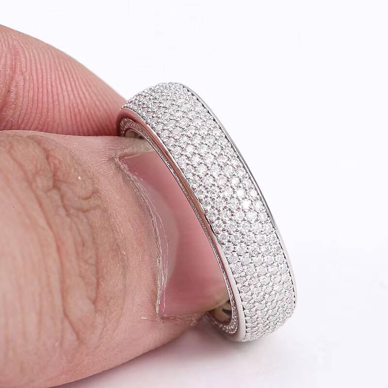 Fashion Silver Rings 925 Men 1mm DEF Color VVS Round Moissanite Ring Custom Jewelry for Engagement Party Finger Rings