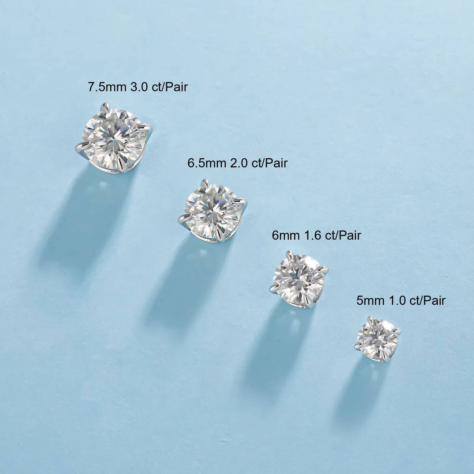 Pass GRA VVS1 05ct 06ct 08ct 10ct 925 Sterling Silver Diamond Men Earring Moissanite Wedding Stud Earrings for Women