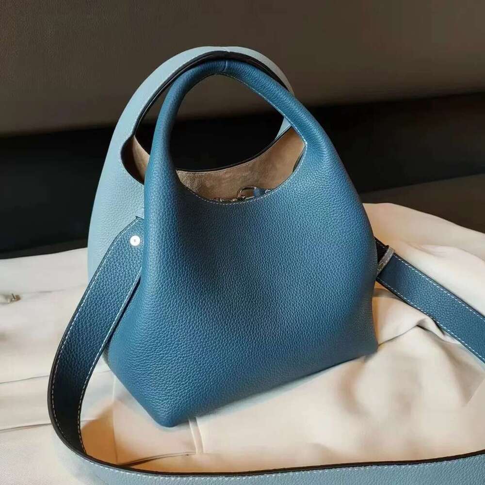 TOGO Cowhide Bucket With Niche Design Color Blocking Luxury Designer Single Shoulder Diagonal Cross Women's Tote Bag
