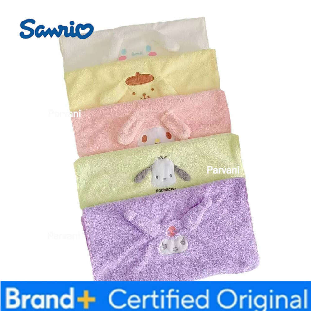 Sanrio Coral Velvet Towel Kuromi Melody Pom Purin Pochacco Cartoon Cute Soft Absorbent Quick-drying Children's Toiletries H260130