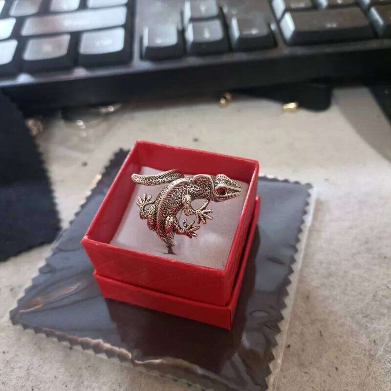 Buyee 925 Sterling Silver Male Big Finger Elegant Lizard Open Ring for Men Women Fashion Unique Animal Fine Jewelry Circle XJ260130