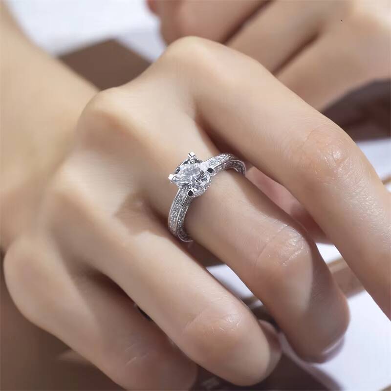 MSR-1444 PT950 Round Cut HPHT IGI Lab Diamond Custom Solitary Ring