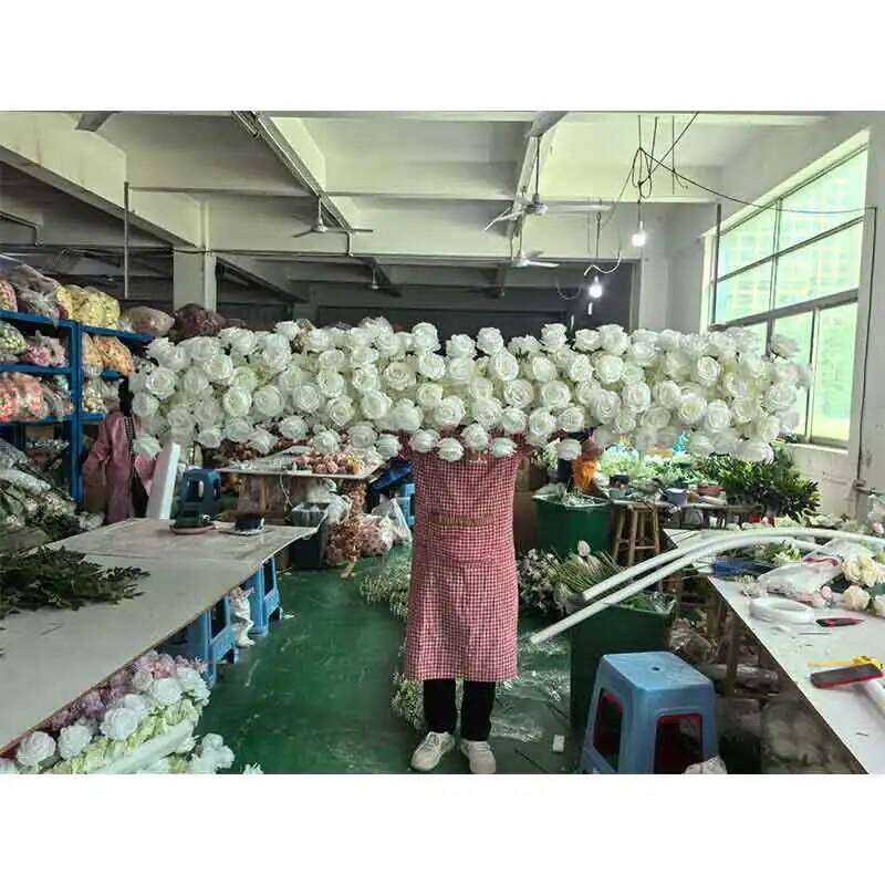 50CM/2M White Large Flower Row Artificial Table Centerpiece for Event Wedding Road Lead Floral Arrangement Bouquet Decor W260130