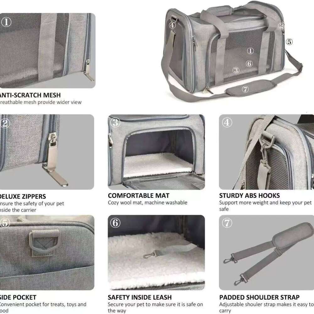 M/L Size Pet Carrier for Cats Dogs Puppies up to 13/15 Lbs Pink/Blue/Grey TSA Airline Approved Soft Sided Collapsible Travel 26H0130