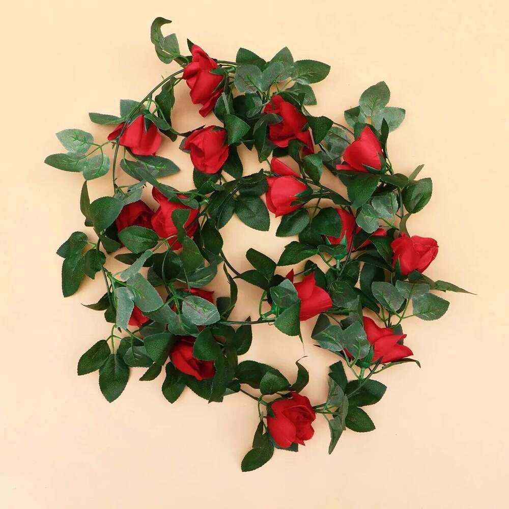 2pcs Simulation Rose Vine Artificial Rattan Decorative Hanging Plants For Home Garden Wedding Party Fence Wall Door Ac Pipe W260130