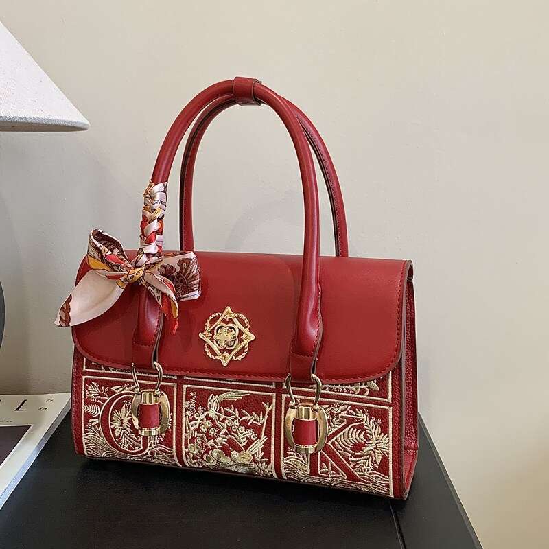 Autumn Winter New Handbag Red Wedding Cross-Border Hot-Selling Women's High-End National Style Embroidered Crossbody Bag MASA