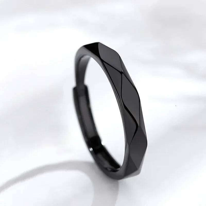 Fashion Simple Couple Ring Black White Lozenge Rings Adjustable Open Jewelry for Women Men Valentine's Wedding Anniversary Gifts XJ260130