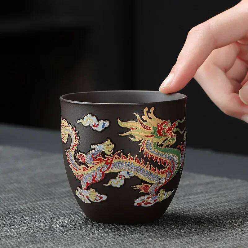 1Pcs Dragon And Phoenix Temperature Change Purple Sand Changes Color In Hot Water Household Tea Cup