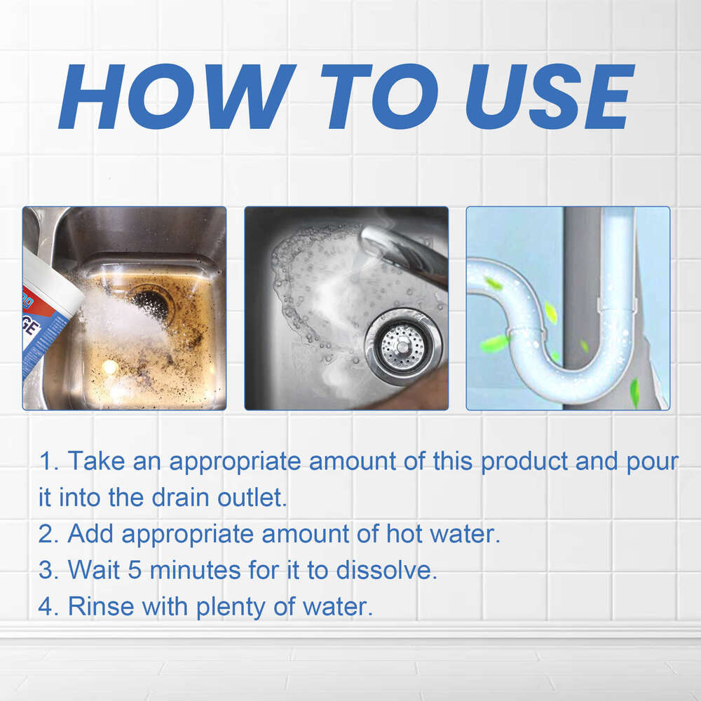 Jaysuing Pipe Kitchen Bathroom Drain Blockage Cleaner Stain Remover Deodorizer Unblocker S260130