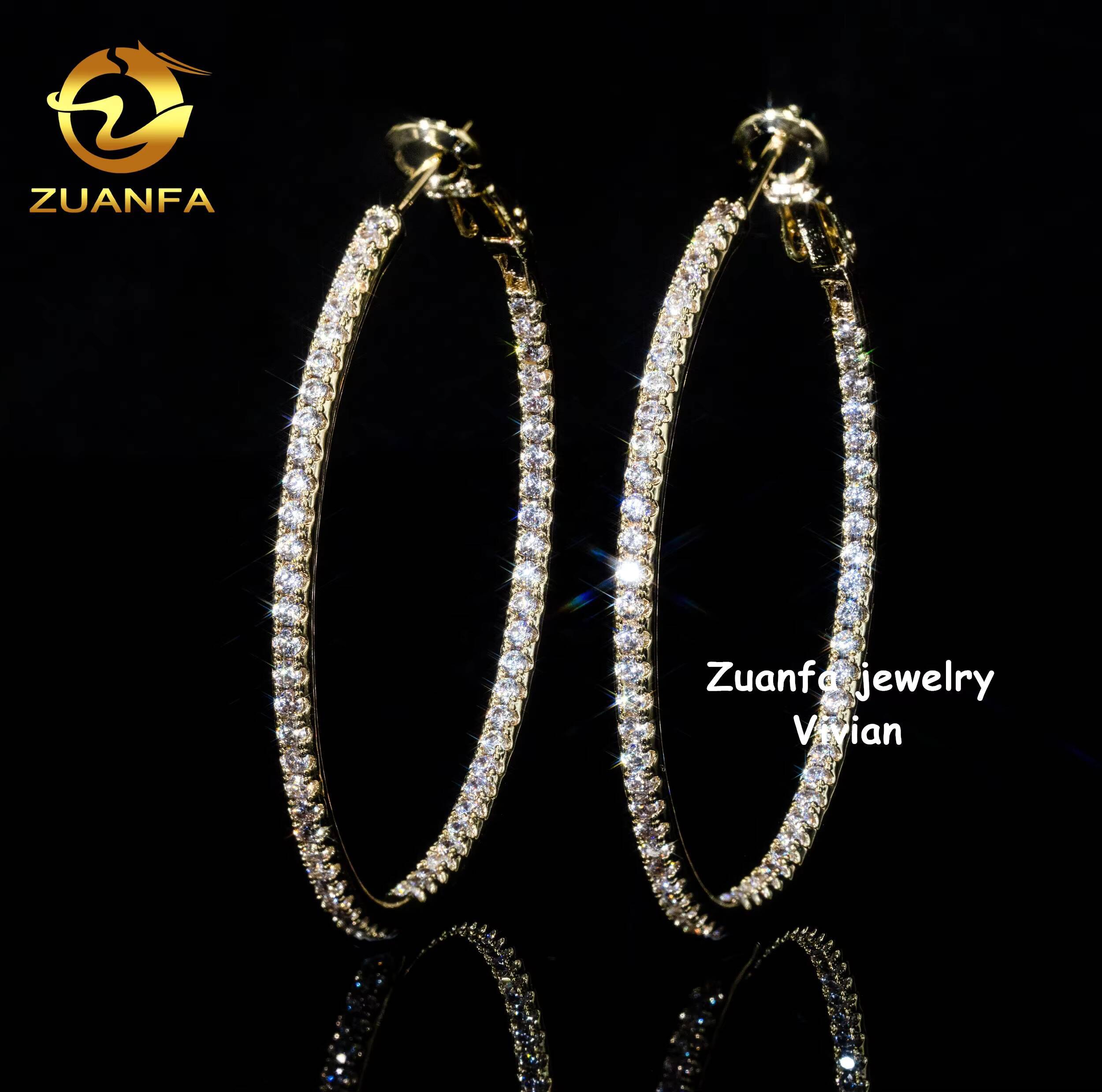 Fine Jewelry Hip Hop VVS Moissanite Diamond Moissanite Hip Hop Earring Sterling Silver 925 Luxury Iced Out Earrings