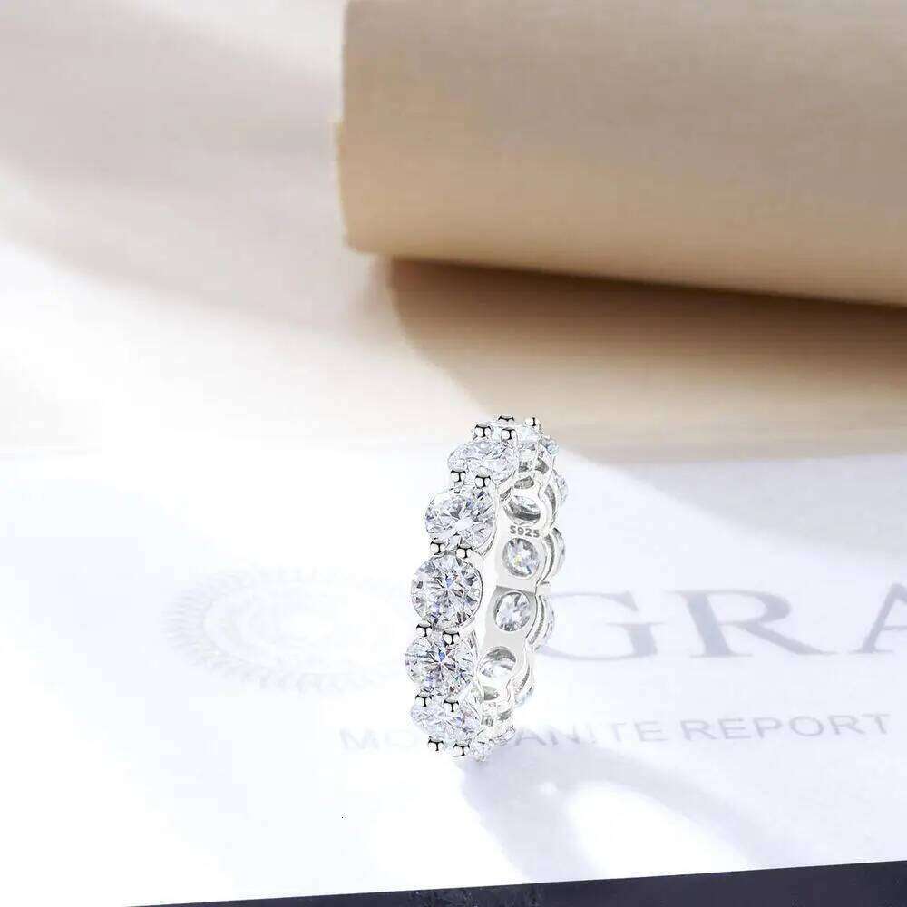 TY 2-5mm Full Moissanite For Women Sparkling Wedding Eternity Bands 100% S925 Sterling Silver Jewelry Classic Ring D VVS1 XJ260130