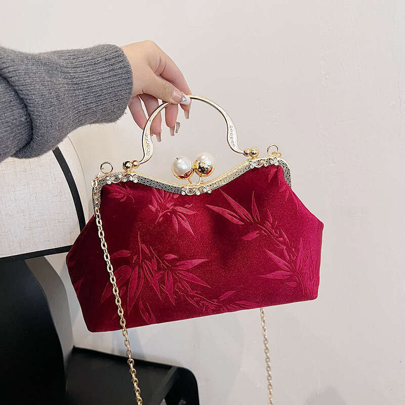 New Velvet Women's Cross-Border Trade Clutch Handbag Shoulder Crossbody Cheongsam Artistic National Style Bag Evergwish