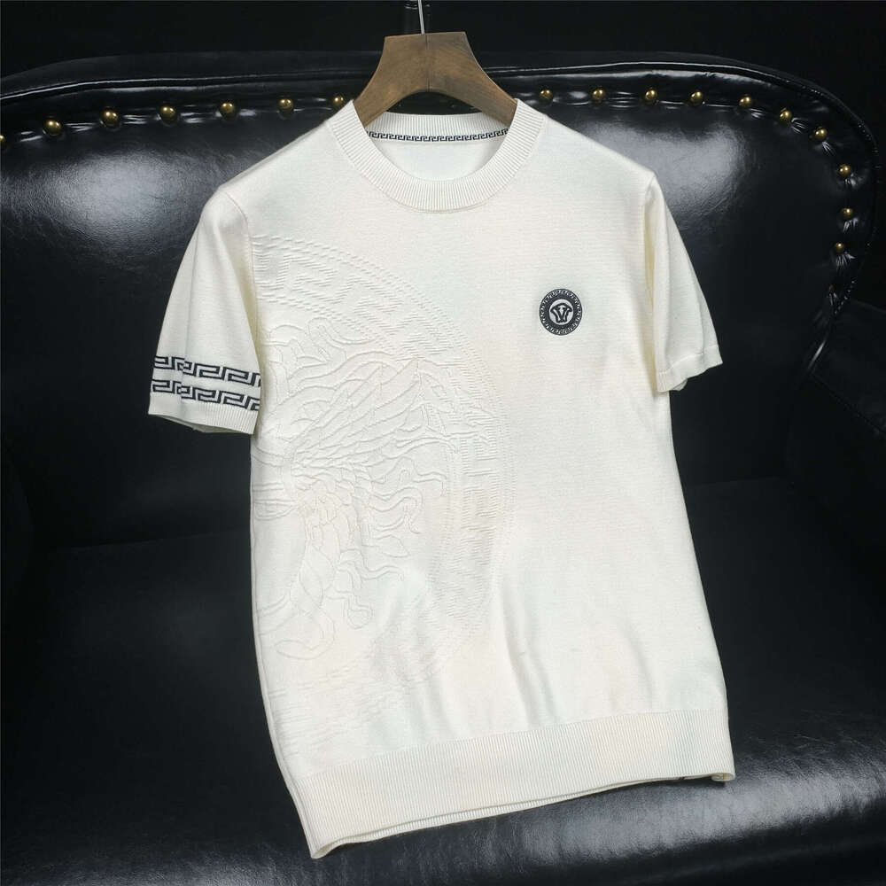 New Arrivals Four Autumn Winter New Knitted Short Sleeve Base Fashion Slim Fit Youth Round Neck Wool Shirt Men's T-Shirt