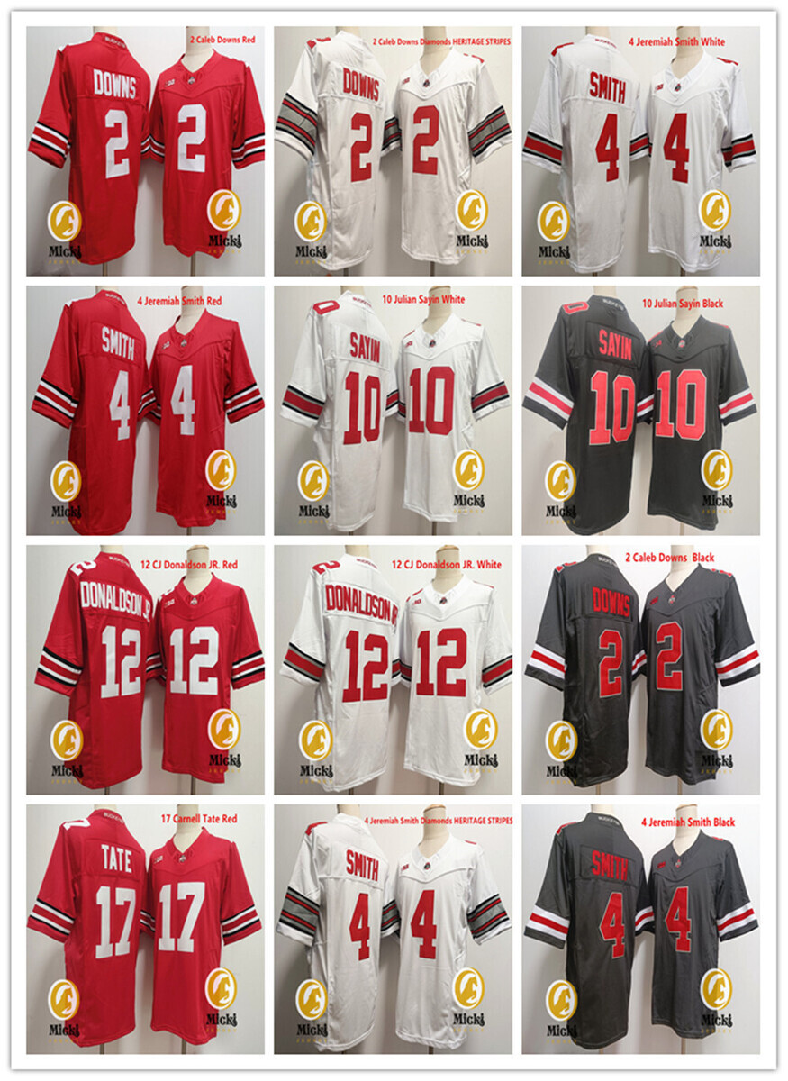 Mens Julian Sayin Football Jersey #2 Caleb Downs #4 Jeremiah Smith #17 Carnell Tate #12 CJDonaldson JR. Stitched Jerseys S-3XL