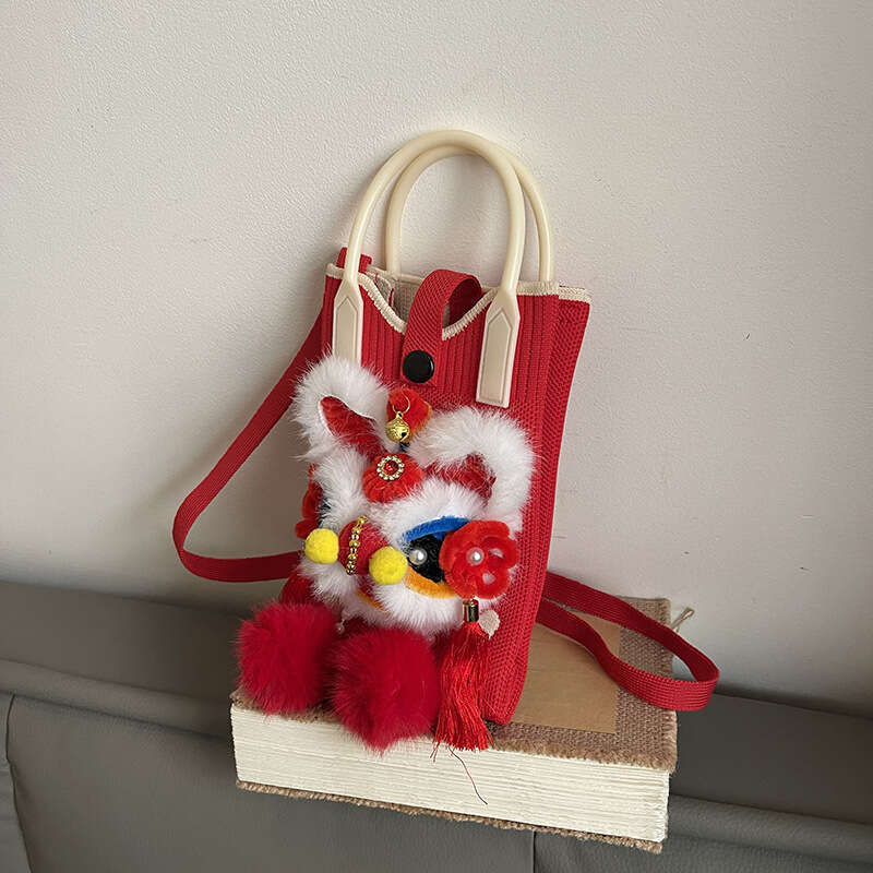 Chinese Style Traditional Handmade Lion Dance Plush Toy Children's New Year Crossbody Bag MASA MASA