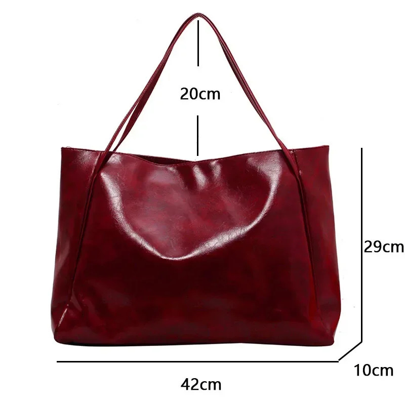 Women Tote Bag Fashion Underarm Pouch Large Capacity Soft Pu Leather Shoulder Bag Retro Crossbody Bag Casual Portable BucketBags 260129