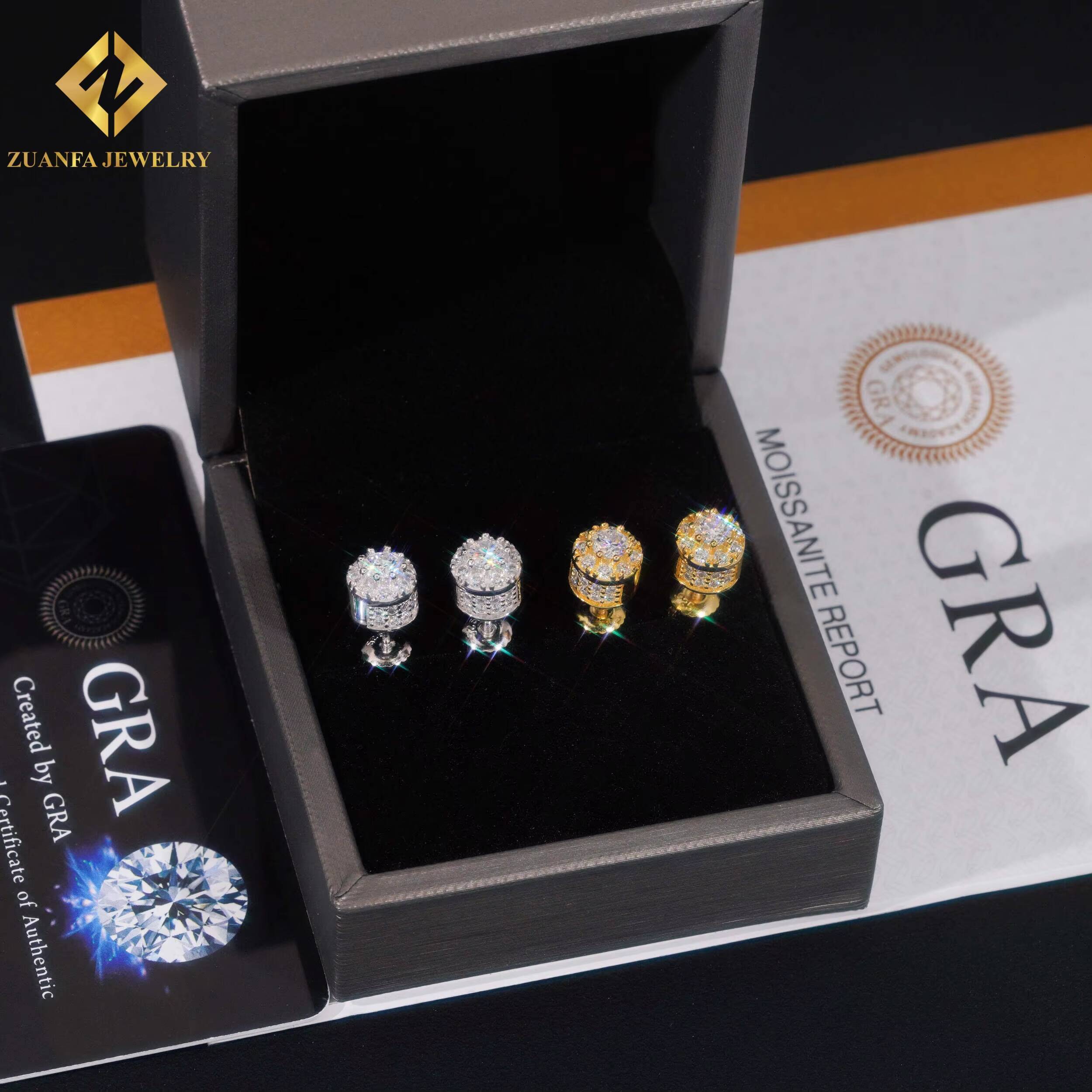 Luxury Ice Out Women Fine Jewelry 925 Sterling Silver VVS Moissanite 75mm Hip Hop Round Shape Earring Jewelry Unisex