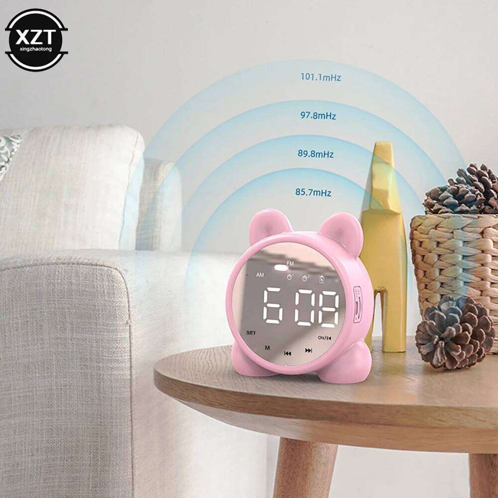Wireless Bluetooth Small Household Desktop Alarm Clock Subwoofer Music Player TF Card Mini Speaker Box Children's W260130