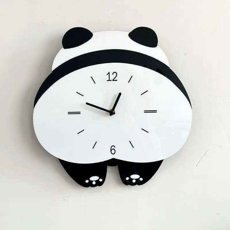 Panda Swing Creative Cartoon Wall Simple and Modern Living Room, New Home Wall-mounted Clock, Silent Dining Room Clock W260130