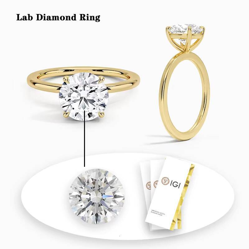 Round 1CT IGI Certificate D VVS2 Fine Jewelry Wedding Solitaire Engagement Ring 10K 14K 18K Gold HPHT CVD Lab Grown Diamond Ring