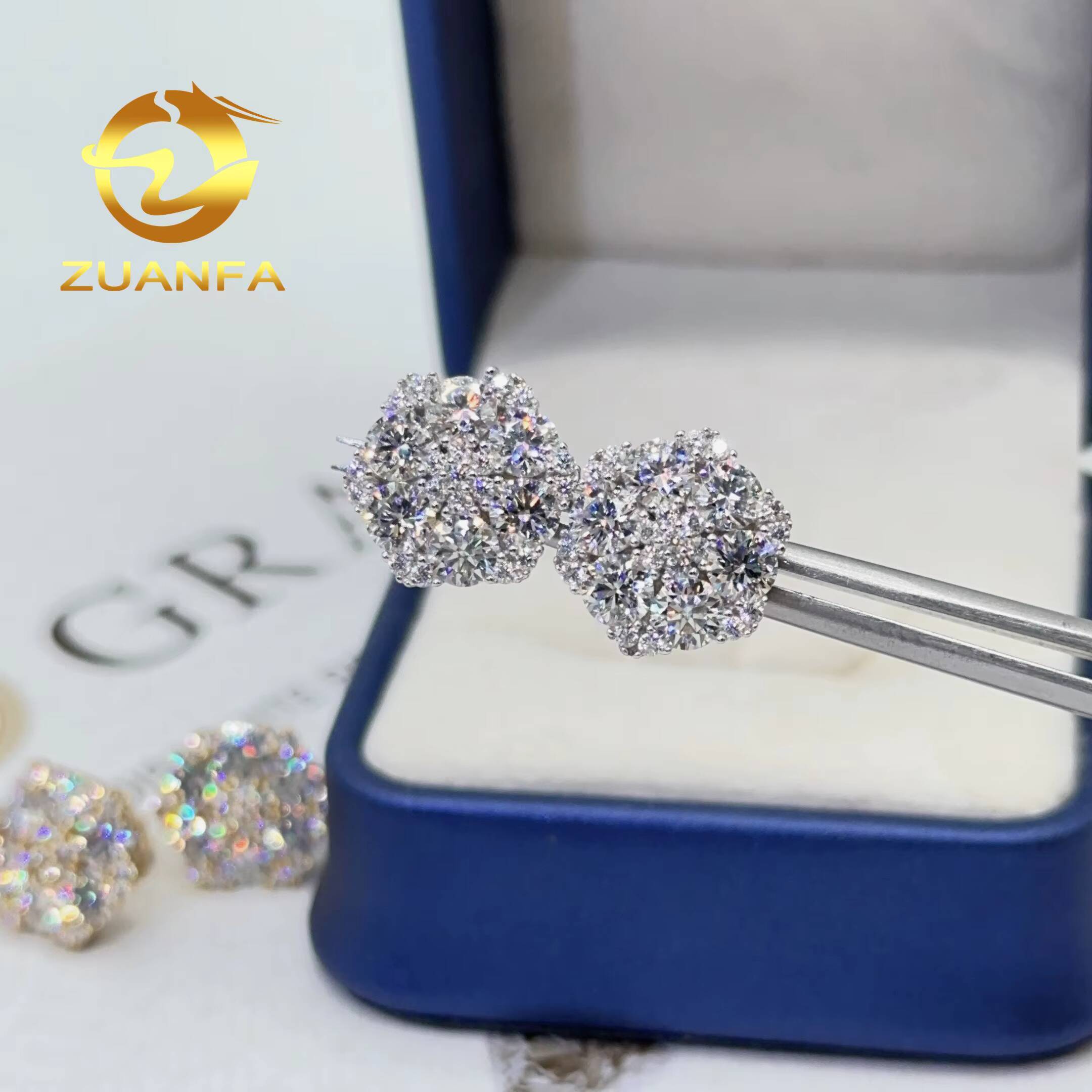 Shining Earrings for Women Pass Diamond test Snow Flake Design Moissanite Earrings Iced Out Moissanite Earrings