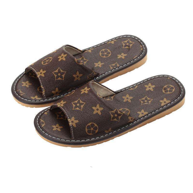 Internet Celebrity Leather Slippers for Women, Indoor Non-Slip Beauty Salon Couple Big Brand Home Men's Summer Sandals