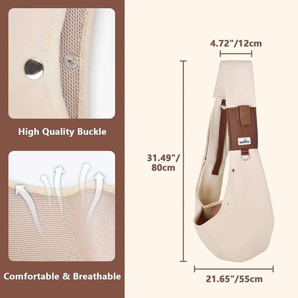 Wakytu Sling Small Dogs Reversible Front Dog Carrier with Adjustable Strap Hands Free Pet Papoose Bag for Travel 26H0130