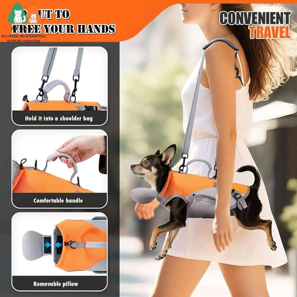 ATUBAN 2 in 1 Cat Shoulder Carrier, Outdoor Small Dog Harness and Leash, Cats Sling Carrier Bag, Breathable Pet Travel Carriers 26H0130