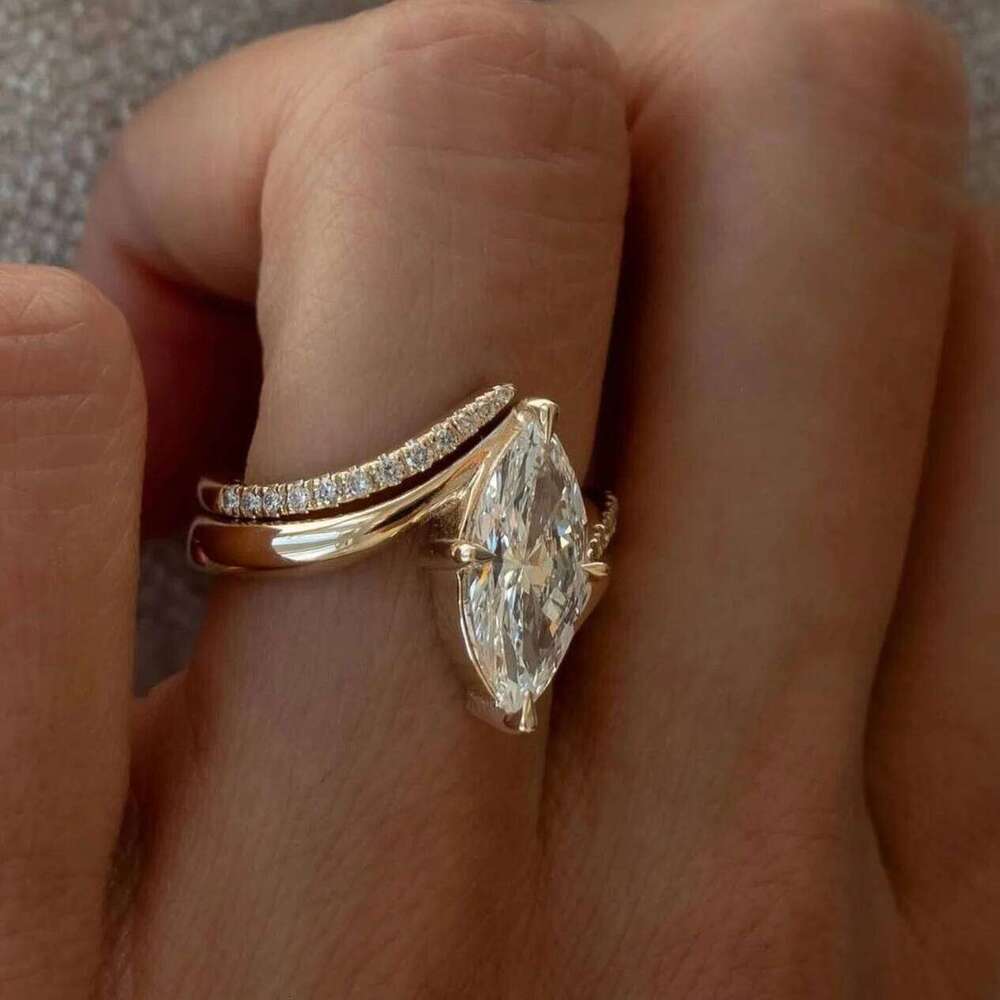 2PC 3CT Marquise Moissanite Bridal Wedding Set, S925 Sterling 925 Silver Anniversary Stackable Rings Fine jewelry XJ260130