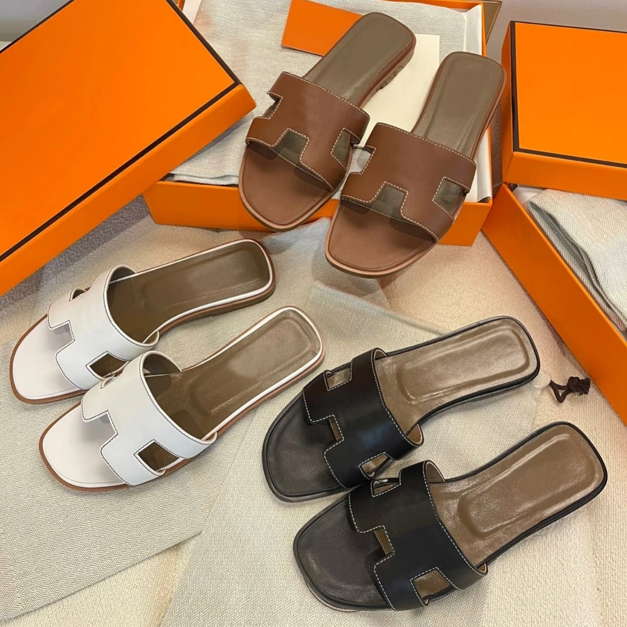 Designer Oran Women Slipper Flats Slides Famous High Heels Sandal Womens Slide Sliders Shoes Flip Flops Summer Orans Sandals Luxury Casual Beach Leather Slippers