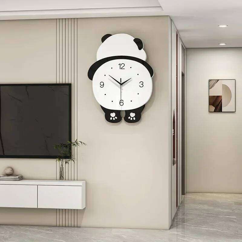 Panda Cartoon Acrylic Swing Mounted Clocks Restaurant Living Room Bedroom Wall Decoration Simplicity Originality Home Decor W260130
