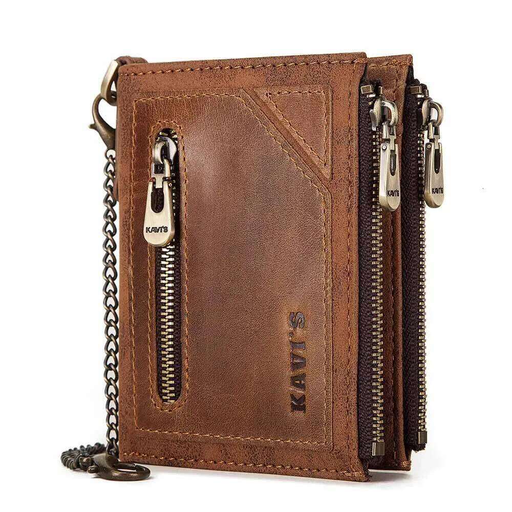 Men Bifold Wallet RFID Blocking Genuine Leather Holder Wallets with 7 Card Slots Casual Male Short Money Bag Z260130