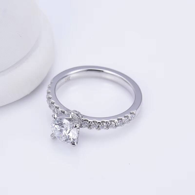 MSR-1243 Customization 18K White Gold HPHT 074CT Round Lab Grown Diamond Solitaire Ring