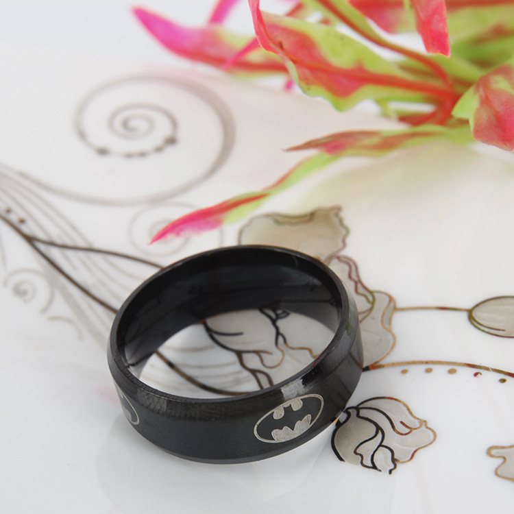 Black Batman Trendy Jewelry Stainless Steel Ring Factory Wholesale Street Vendor Supply