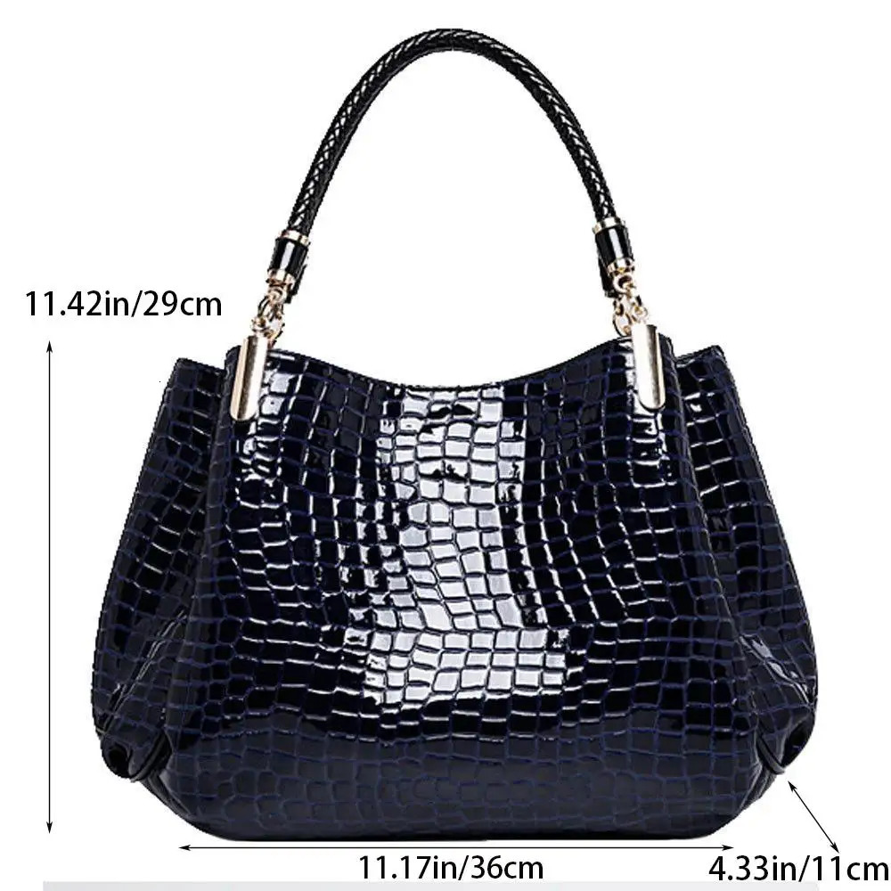 Womens Bag Large Capacity Tote Daily Commute Womens Shoulder Bag Crocodile Print Bright Face Handbag Shopping 260129