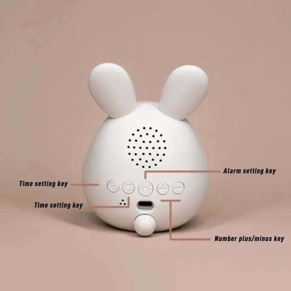 Mini cartoon rabbit LED alarm clock night for students dormitory digital display children wake up light USB charging W260130