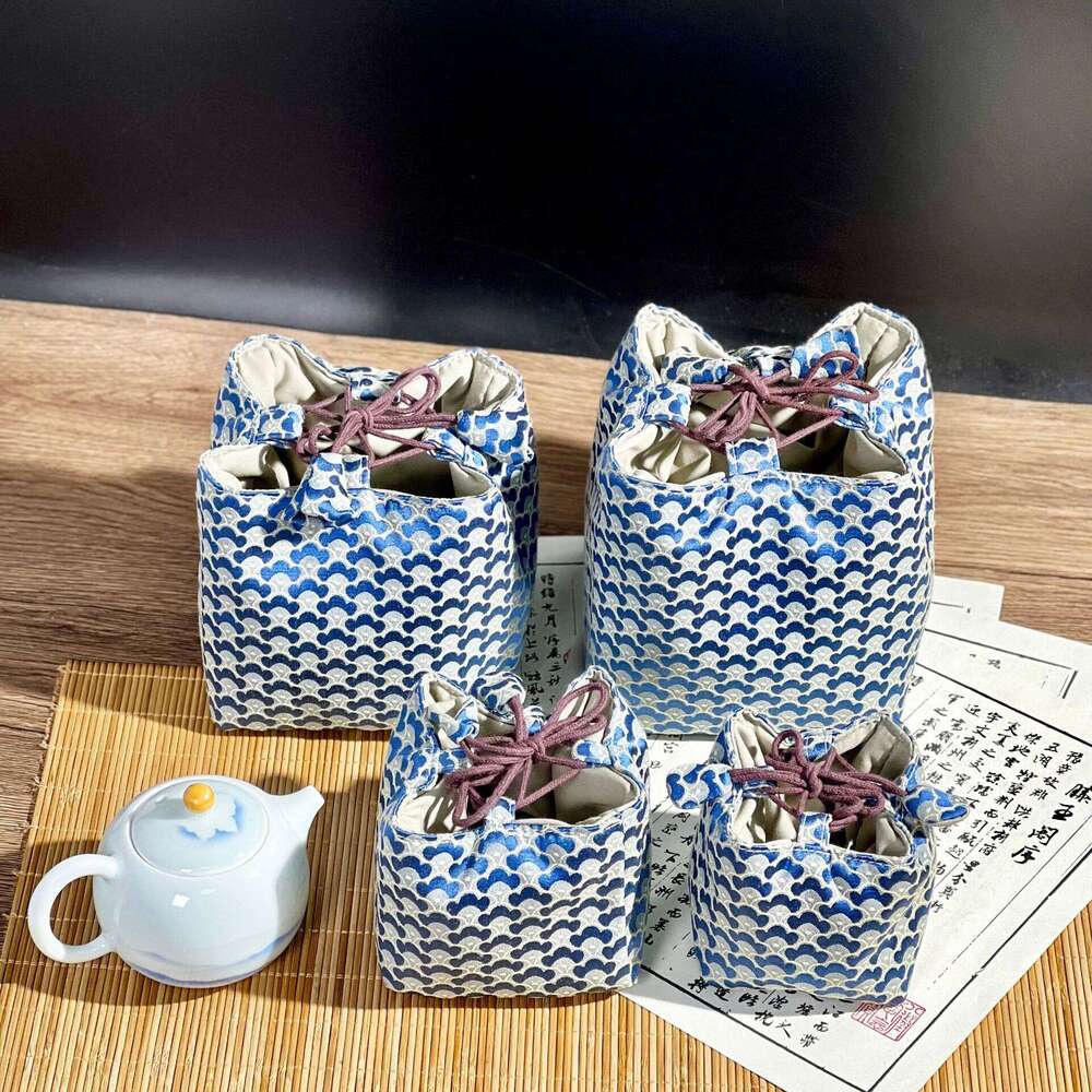 Travel Pot Woven Cloud Brocade Handmade Anti-Fall New Chinese Style Retro Storage Master Cup Tea Set Fabric Bag MASA