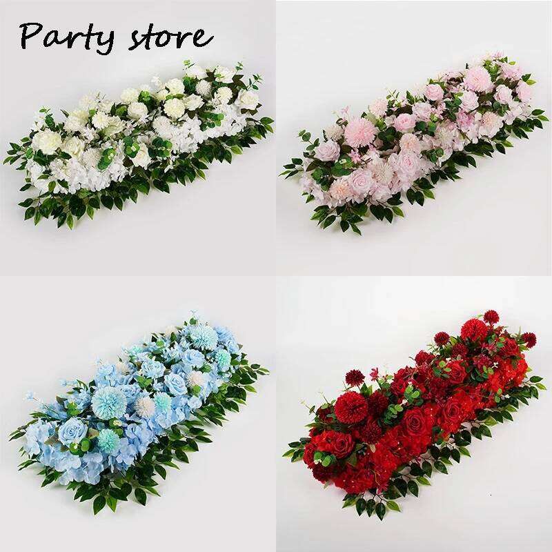 White Rose Artificial Decor Ball Iron Arch Backdrop Centerpiece Row Party Wedding Flower Arrangement Props W260130