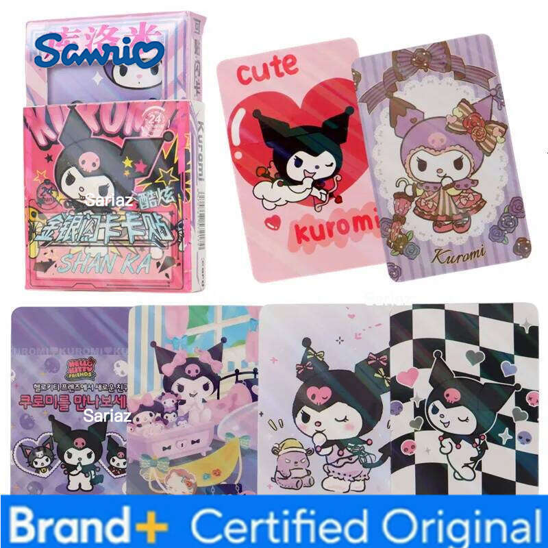 Sanrio 24Pcs/Box Cards Kawaii Melody Hello Kitty Kuromi KT cat Anime Collection Card children Birthday gift H260130
