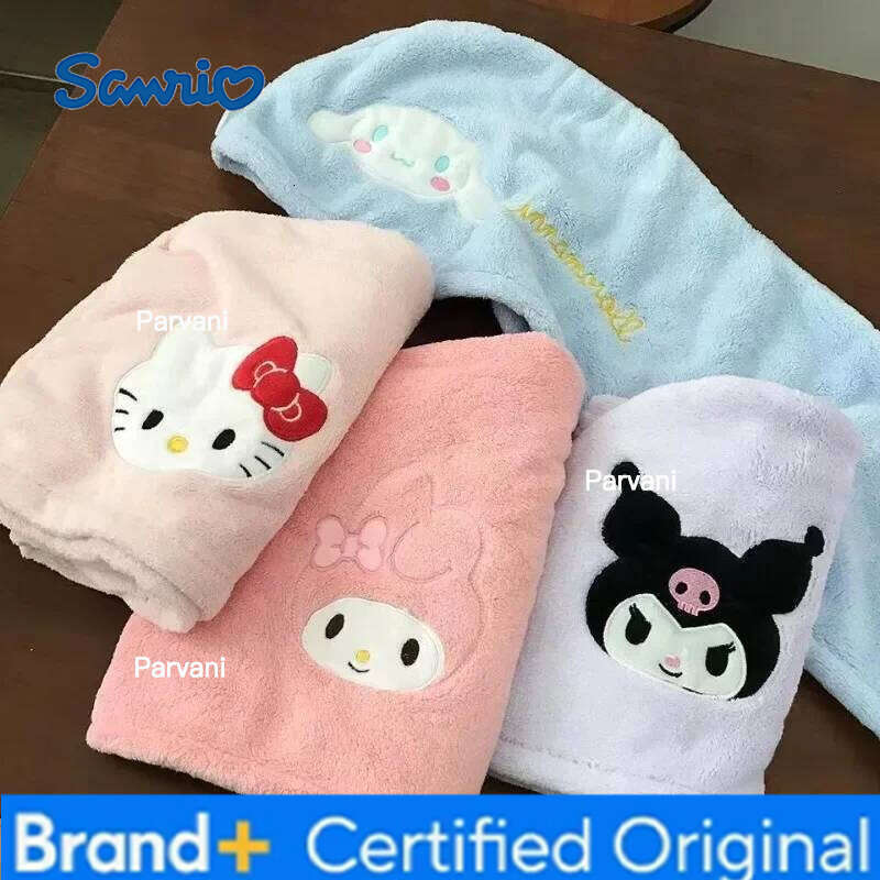 Sanrio Hello Kitty Cartoon Bath Dry Cap Girl Kuromi Anime Wipe Super Absorbent Quick-Drying Towel Hair Hat H260130