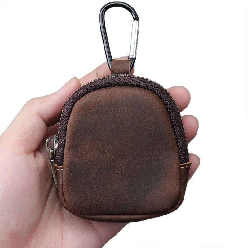 WERLLANDS PU Leather Carabiner Multi-Color Retro Mini Coin Purse Keychain Wallet Z260130